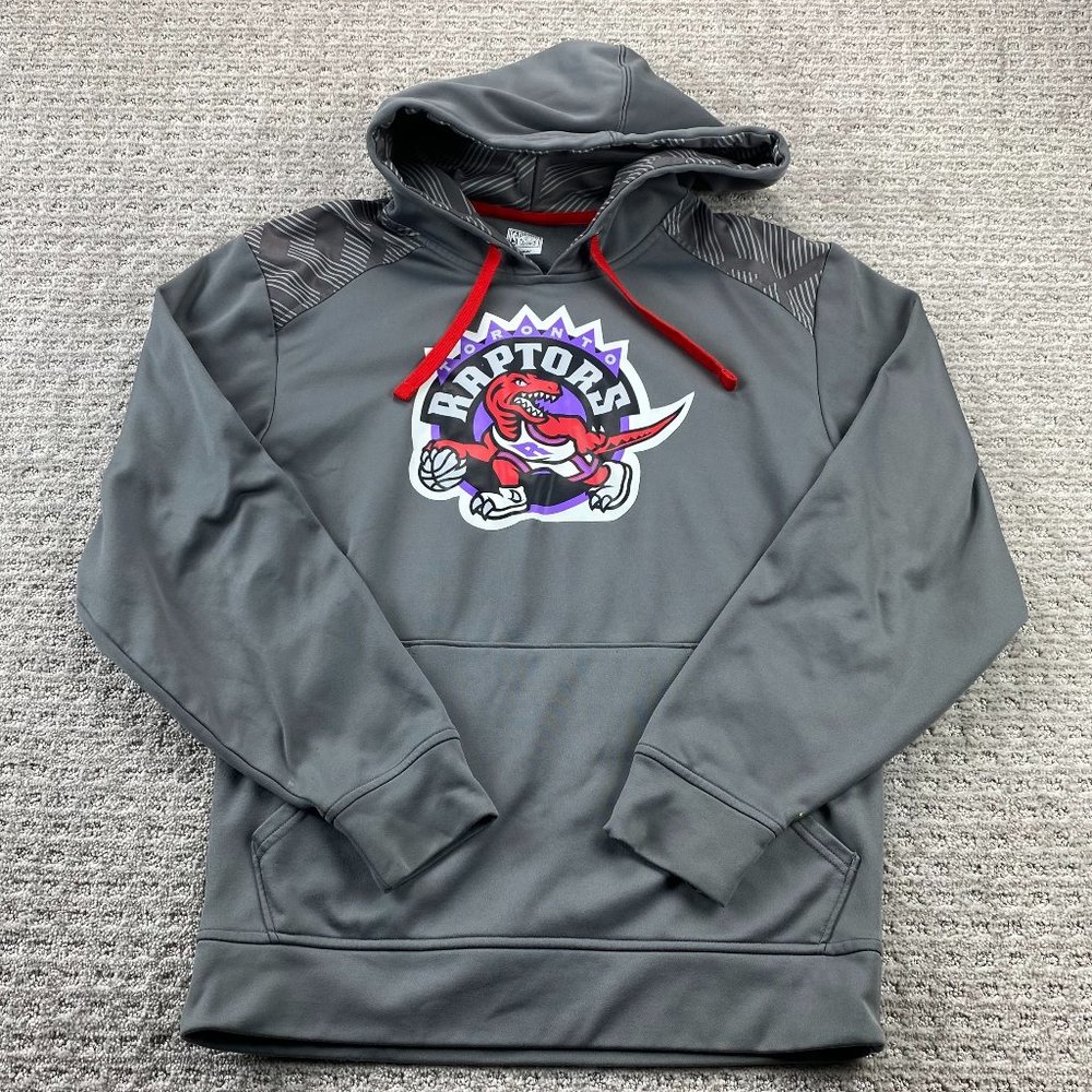 Toronto Raptors Sweater Men Small S Gray Hoodie Majestic Hardwood Classics NBA